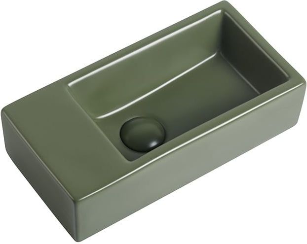 Fontein Mia 40.5x20x10.5cm mat groen inclusief afvoerplug links zonder kraangat