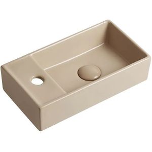 Fontein Ora 41x22x10cm mat beige inclusief afvoerplug links