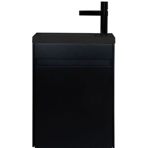 Fonteinmeubel Antonio 40cm mat zwart met mat zwarte wastafel