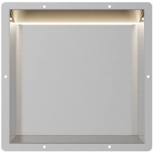 RVS Inbouwnis 30x30x7cm met tegelflens en RGB verlichting