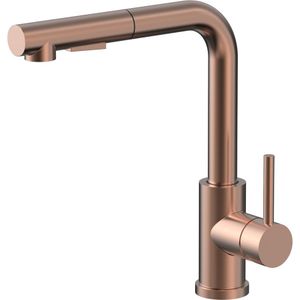 Keukenmengkraan Gabriele copper volledig Rvs met draaibare uitloop