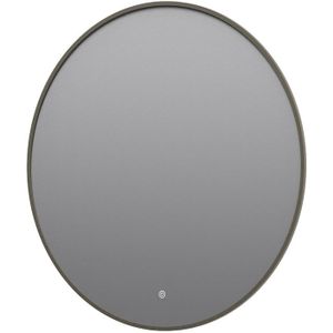 Ronde badkamerspiegel Mauri gun metal met verwarming, LED verlichting en touch sensor 80x80cm