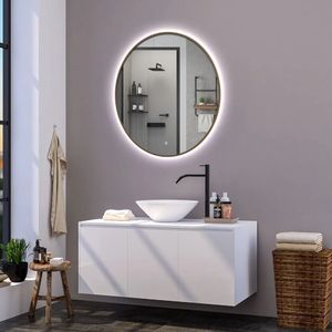 Ronde badkamerspiegel Mauri copper met verwarming, LED verlichting en touch sensor 80x80cm