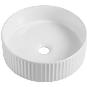 Waskom Retro 36x36x11cm glans wit met ribbels