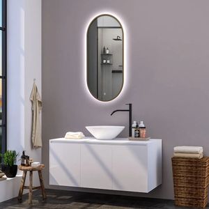 Ovale badkamerspiegel Alessandro copper met verwarming, LED verlichting en touch sensor 45x90cm