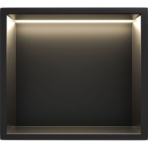 Mat Zwart RVS Inbouwnis 30x30x7cm met LED verlichting