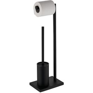 Toiletbutler met wc rolhouder en wc borstel met houder compleet mat zwart staand