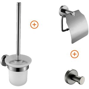 Toilet accessoires set Gun metal rond