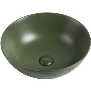 Waskom Luisa 41x41x15cm mat groen inclusief afvoerplug