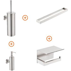 Toilet accessoires set Rvs design met beugel en zeepdispenser