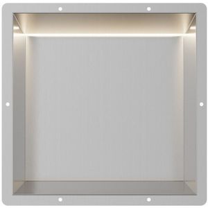 RVS Inbouwnis 30x30x10cm met tegelflens en LED verlichting