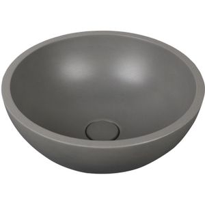 Waskom Karis 36x36x14.5cm beton rond grijs inclusief afvoerplug