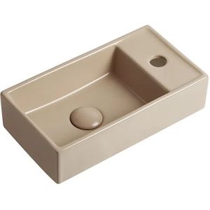 Fontein Ora 41x22x10cm mat beige inclusief afvoerplug rechts