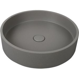 Waskom Kyma 42.5x42.5x10cm beton rond grijs inclusief afvoerplug