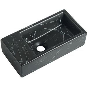 Fontein Mia 40.5x20x10.5cm Nero marmerlook zwart links zonder kraangat