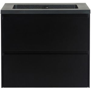 Badkamermeubel Nero 60cm mat zwart met zwarte wastafel zonder kraangat