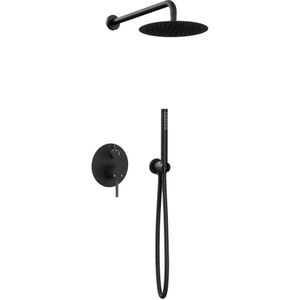 Inbouw regendouche met wandarm 20cm douchekop mat zwart
