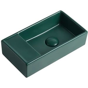 Fontein Ora 41x22x10cm mat groen inclusief afvoerplug links zonder kraangat