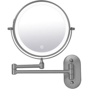 Make-up spiegel wand 10x vergrotend met dimbare LED verlichting gun metal