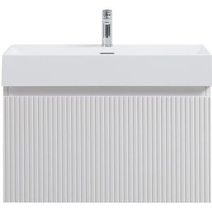 Badkamermeubel Yuki 80cm mat wit inclusief wastafel robuust glans wit met kraangat
