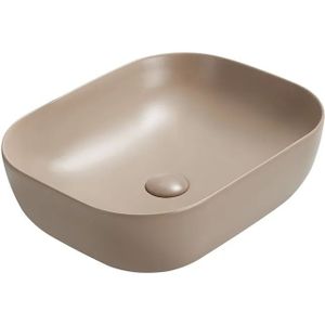 Wastafel Julia 50x40x14cm mat beige inclusief afvoerplug