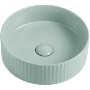 Waskom Retro 36x36x11cm mint groen met ribbels inclusief afvoerplug