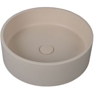 Waskom Xanto 39x39x12cm beton rond beige inclusief afvoerplug