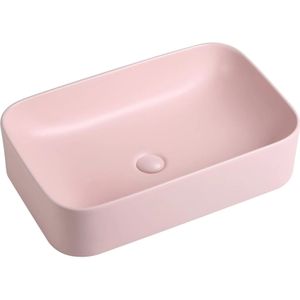 Wastafel Rosa 61x38x15cm mat roze inclusief afvoerplug