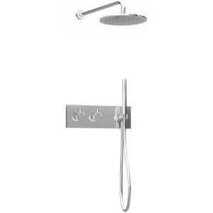 Inbouw regendouche met wandarm 20cm douchekop chroom tweeknops bediening
