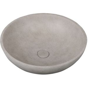 Waskom Thano 44x44x14.5cm beton rond donker grijs inclusief afvoerplug