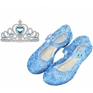 Prinsessenschoenen - Verkleedschoenen Blauw + Frozen blauwe kroon