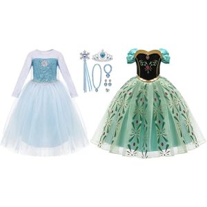 Frozen Elsa + Anna prinsessenjurk - verkleedjurk  + Accessoires