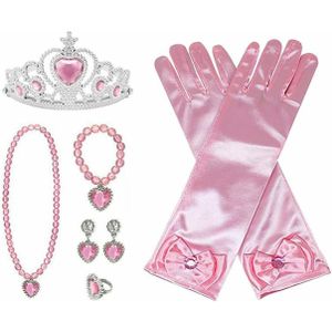 Prinsessen kroon-sieraden-handschoenen