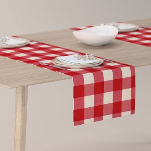 Dekoria Rechthoekige tafelloper wit-rood ruit 40 x 130 cm