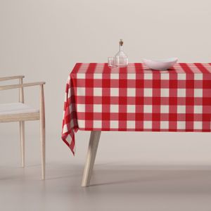 Dekoria Rechthoekig tafelkleed wit-rood ruit 130 x 130 cm