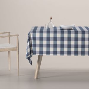 Dekoria Rechthoekig tafelkleed wit-donkerblauw geruit 130 x 130 cm