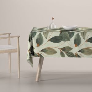 Dekoria Rechthoekig tafelkleed bruin-oranje bladeren op een linnengrijze achtergrond 100 x 100 cm