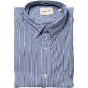 Gant Heren overhemd lange mouw blauw (Maat: 3XL) - Streep