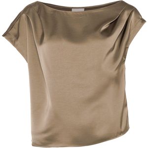 Dante6 Top bruin (Maat: 34) - Effen - Halslijn: Boothals,