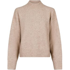 Neo Noir Dames trui beige (Maat: 42) - Mélange - Halslijn: Opstaande kraag,