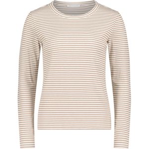 Betty en Co Dames longsleeve beige (Maat: S) - Streep - Halslijn: Ronde hals,