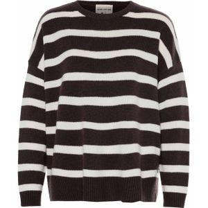 Semicouture Trui bruin (Maat: L) - Streep - Halslijn: Ronde hals,