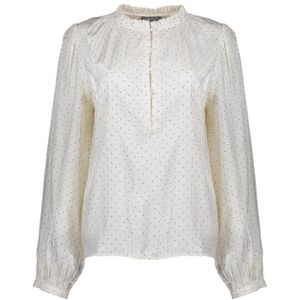 Geisha - Blouse KM - Gebroken Wit - Blouse shiny with dots