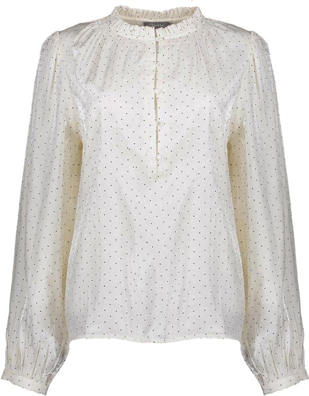 Geisha - Blouse KM - Gebroken Wit - Blouse shiny with dots