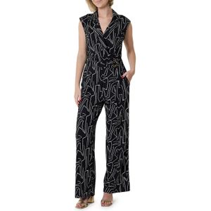 K-Design Crossover jumpsuit geometrische design zwart (Maat: M) - Halslijn: V-hals,