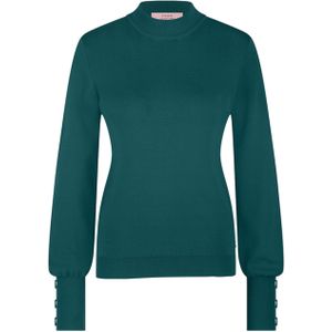 Studio Anneloes Dames trui groen (Maat: S) - Effen - Halslijn: Opstaande kraag,
