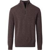 Casa Moda Heren trui met rits bruin (Maat: S) - Mélange - Halslijn: Opstaande kraag met rits,
