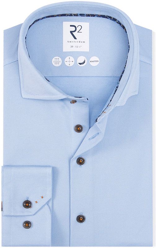 R2 Amsterdam - Overhemd - Blauw - Lange Mouw