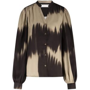 Nukus Dames blouse bruin (Maat: XS) - Halslijn: V-hals,