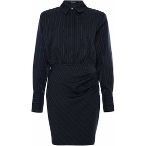 Ibana Dames jurk blauw (Maat: 38) - Streep - Halslijn: Polokraag,